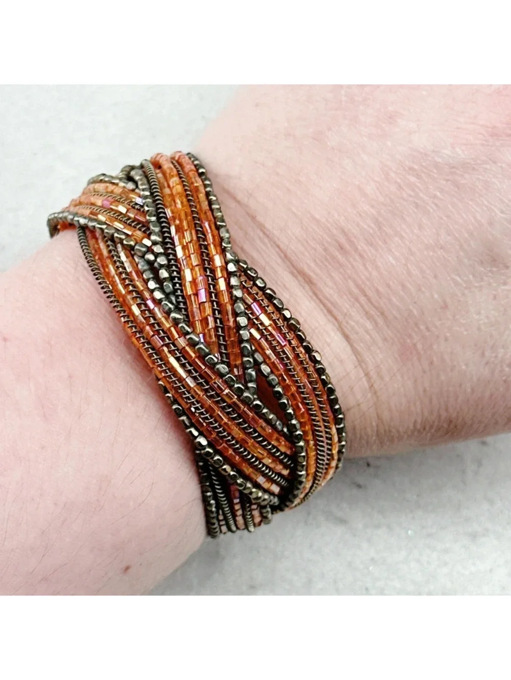 88a. Bronze Seed Bead Bracelet Boho